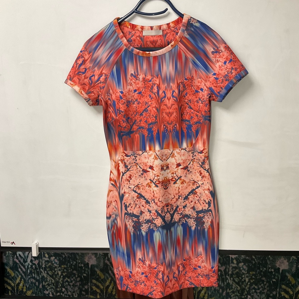 Zara Vibrant Red and Blue Mini Dress